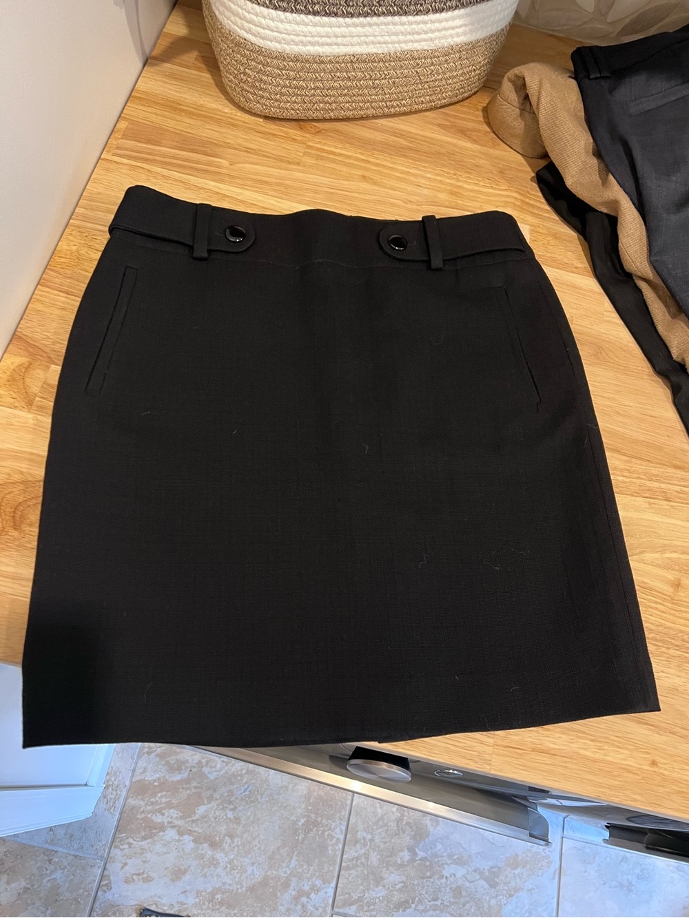 Banana Republic Black Mini Skirt with Button Waist Detail